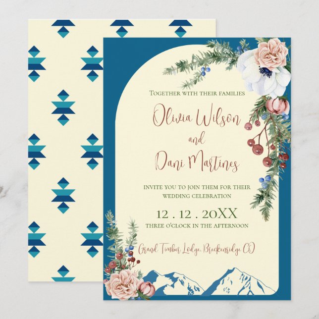 Invitación a la boda de Flores de Montaña de Invie (Anverso / Reverso)
