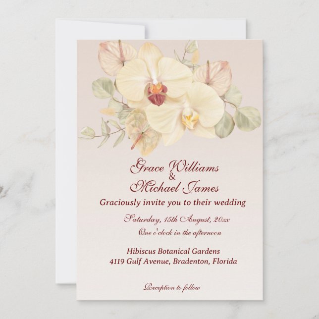 Invitación a la boda de flores de orquídeas delgad (Anverso)