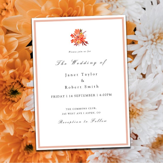 Invitación a la boda de flores de otoño y hojas (Subido por el creador)