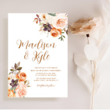 invitación a la boda de flores de otoño y oro