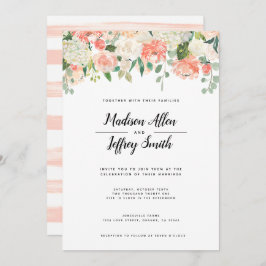Invitación a la boda de Flores de Peach y Rubor