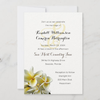 Invitación a la boda de flores de plumeria amarill