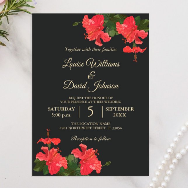 Invitación a la boda de flores en Hibiscus (Subido por el creador)