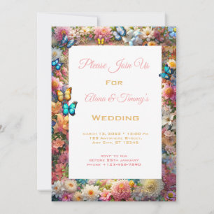 Invitación a la boda de flores encantadas