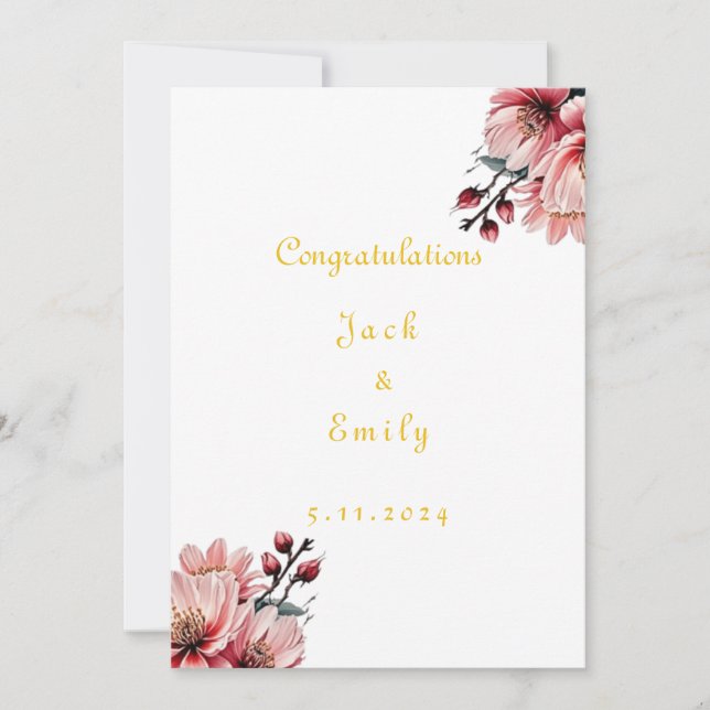 Invitación a la boda de flores estéticas (Anverso)