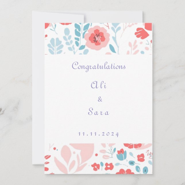 Invitación a la boda de flores estéticas (Anverso)