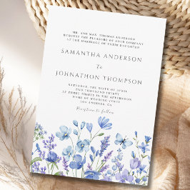 Invitación a la boda de Flores Florales Azules