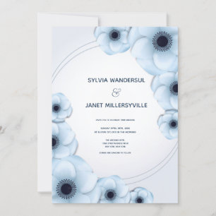Invitación a la boda de Flores Florales Azules Cla
