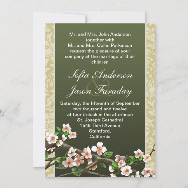 Invitación a la boda de flores modernas y elegante (Anverso)