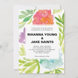 Invitación a la boda de flores pintadas a mano