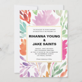 Invitación a la boda de flores pintadas a mano