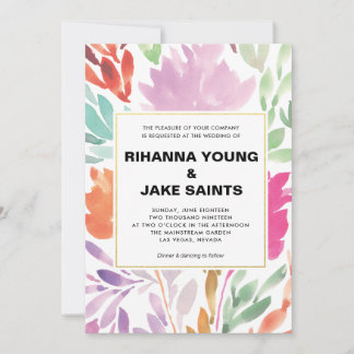 Invitación a la boda de flores pintadas a mano