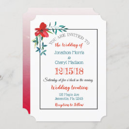 Invitación a la boda de flores pintadas a mano en