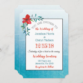 Invitación a la boda de flores pintadas a mano en