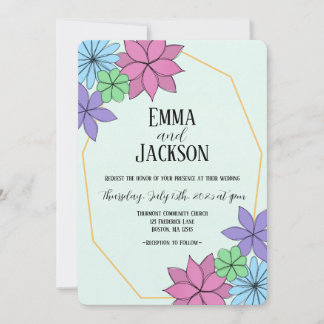 Invitación a la boda de flores por mano