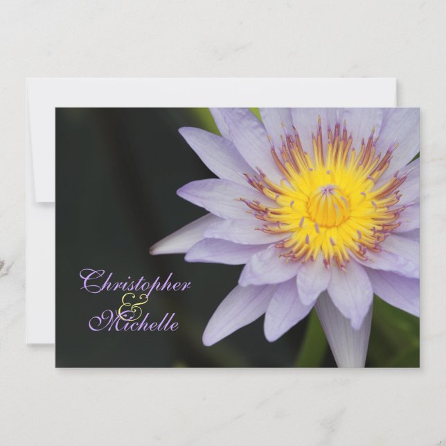 Invitación a la boda de flores Purple Lotus (Anverso)