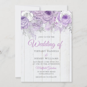 Invitación a la boda de flores púrpura de lavanda