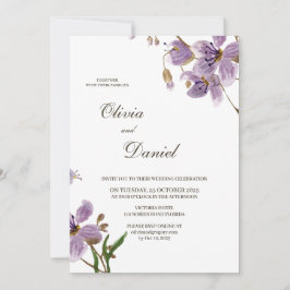 Invitación a la boda de flores púrpura rusticas mo