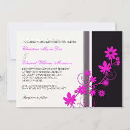 Invitación a la boda de flores rosadas