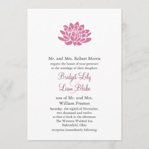 Invitación a la boda de flores rosadas de Lotus (b
