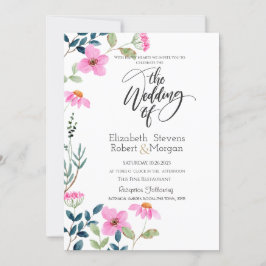 Invitación a la boda de flores rosas del jardín