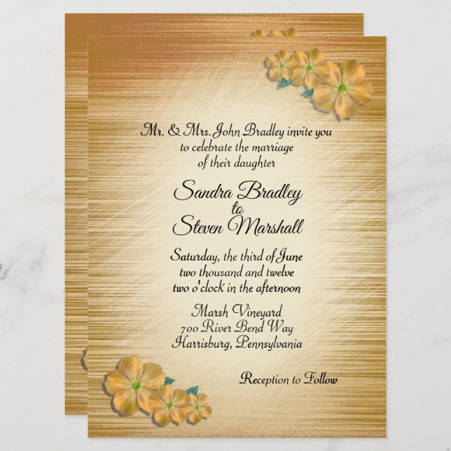 Invitación a la boda de flores rusticas (Anverso / Reverso)
