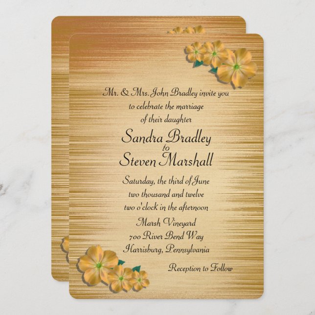 Invitación a la boda de flores rusticas (Anverso / Reverso)