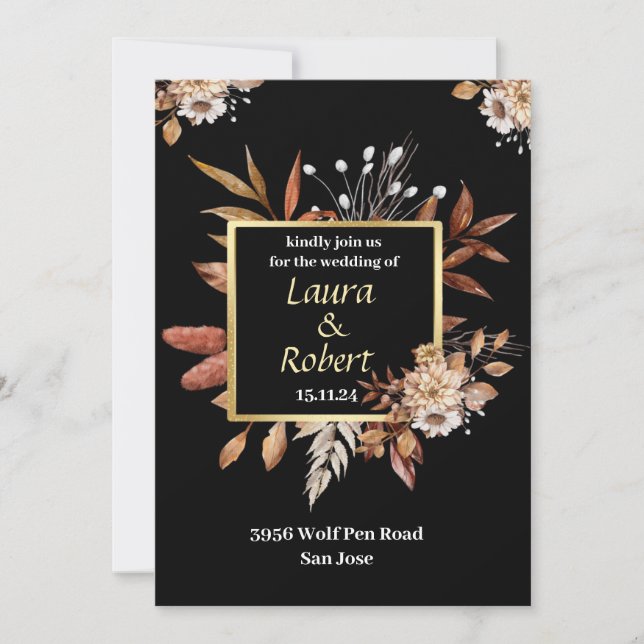 Invitación a la boda de flores rusticas al aire li (Anverso)