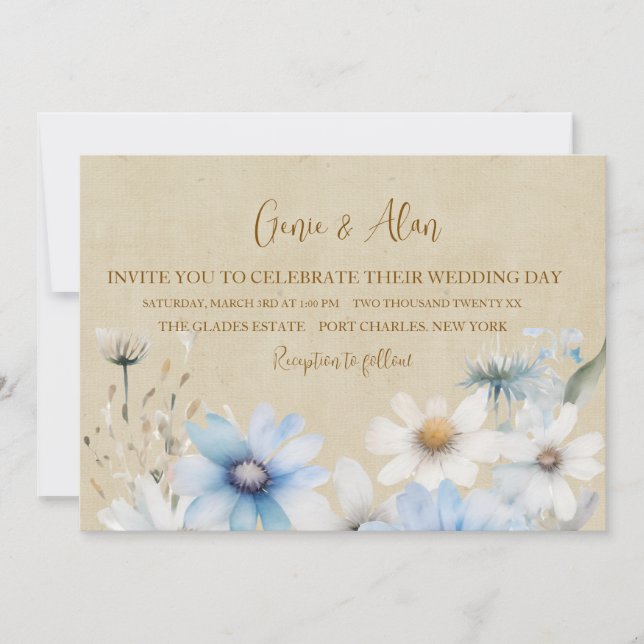 Invitación a la boda de flores silvestres (Anverso)