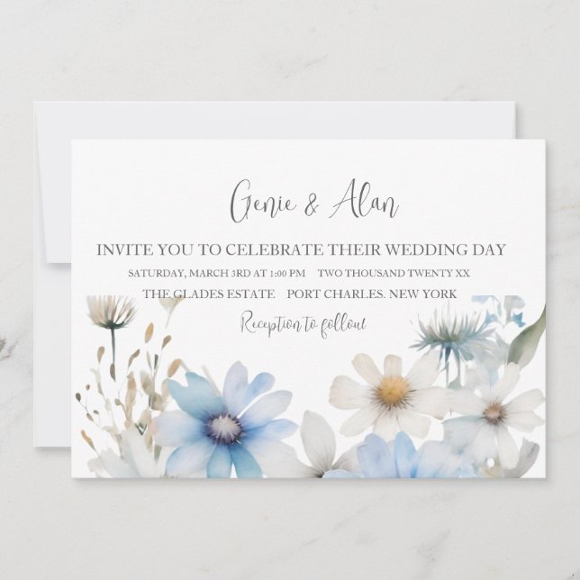 Invitación a la boda de flores silvestres (Anverso)
