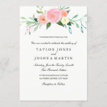 Invitación a la boda de flores silvestres acuarela