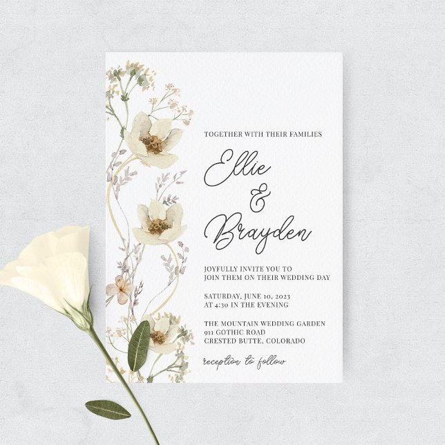 Invitación a la boda de flores silvestres acuarela (Subido por el creador)