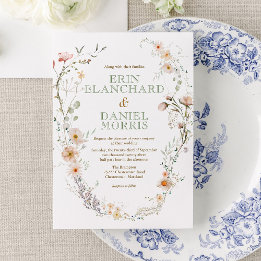 Invitación a la boda de flores silvestres acuarela