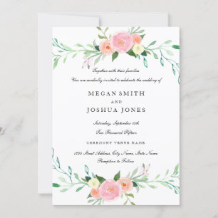 Invitación a la boda de flores silvestres acuarela