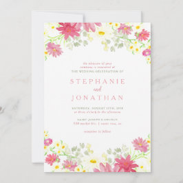 Invitación a la boda de flores silvestres acuarela