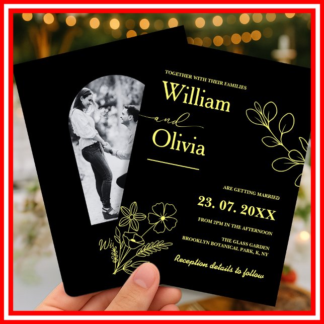 Invitación a la boda de flores silvestres amarilla (Subido por el creador)