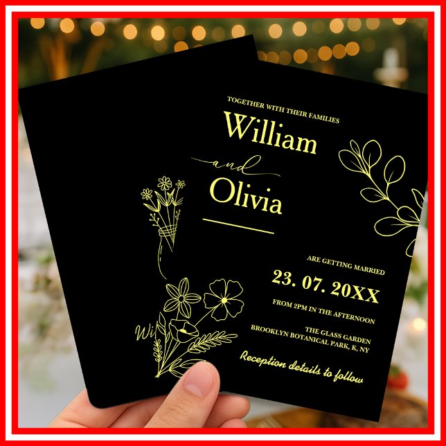 Invitación a la boda de flores silvestres amarilla (Subido por el creador)