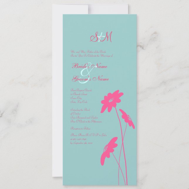 Invitación a la boda de flores silvestres azules y (Anverso)