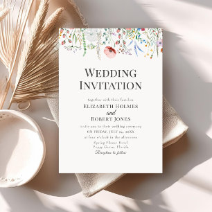 Invitación a la boda de flores silvestres bohemias