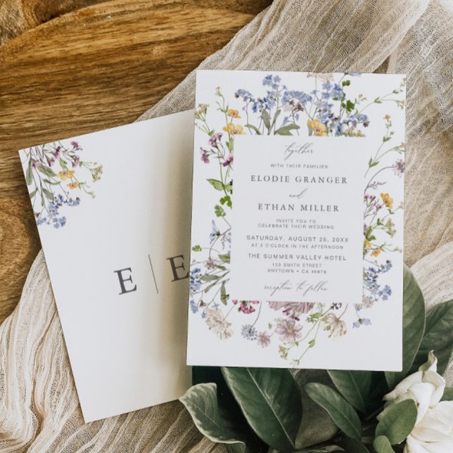 Invitación a la boda de flores silvestres Boho Whi (Subido por el creador)