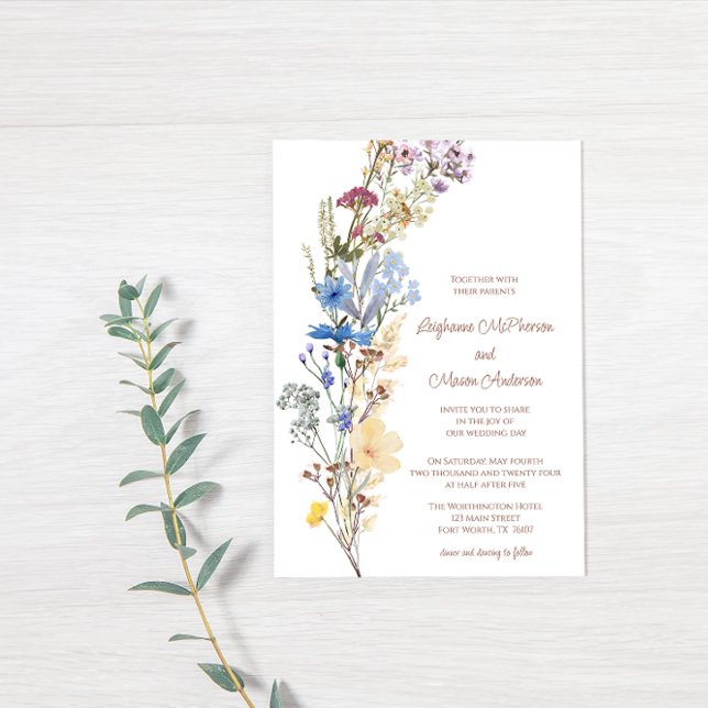 Invitación a la boda de flores silvestres botánica (Subido por el creador)