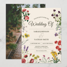 Invitación a la boda de flores silvestres con foto