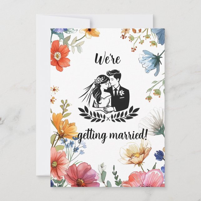 Invitación a la boda de flores silvestres de amor  (Anverso)