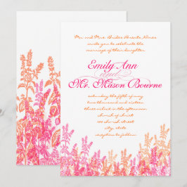 Invitación a la boda de flores silvestres de coral