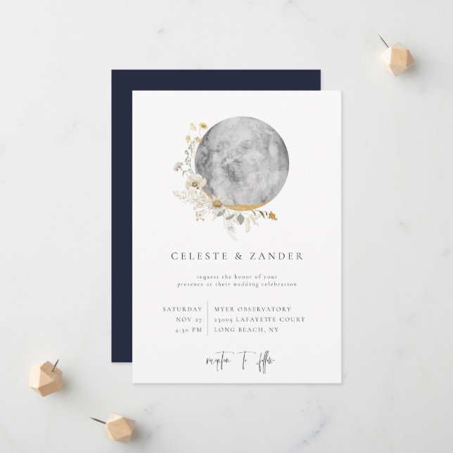 Invitación a la boda de flores silvestres de la lu (Anverso/Reverso In Situ)