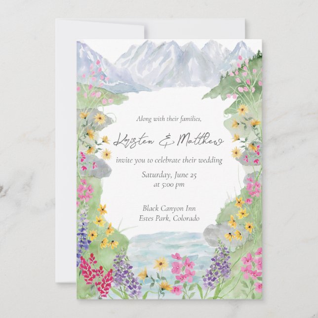Invitación a la boda de flores silvestres de la mo (Anverso)