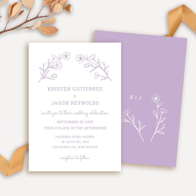 Invitación a la boda de flores silvestres de Lilac (Wildflower Wedding Invitation in Lilac)