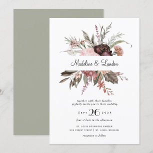 Invitación a la boda de flores silvestres de Rubor
