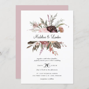 Invitación a la boda de flores silvestres de Rubor