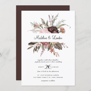 Invitación a la boda de flores silvestres de Rubor